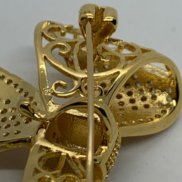 Bow Bowknot Bling CZ Pin Brooch Necklace - Picture 7 of 8